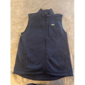 LL Bean Sweater Fleece Vest Mens Large Tall Navy Blue Full Zip 510174 L Tall